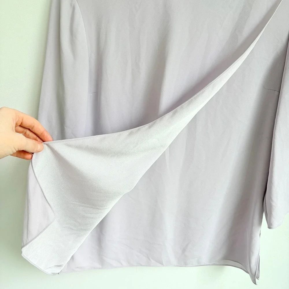 MM.LaFleur The Bourgeois Blouse Small Lavender Asymmetrical Draped Blouse